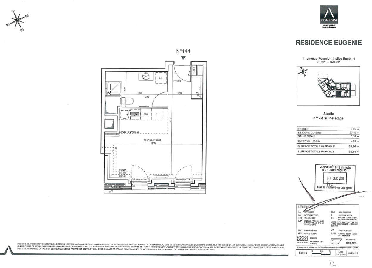 
																			1 pièce - 
																		4ème étage - 30m² - 797,48 € - Photo #3