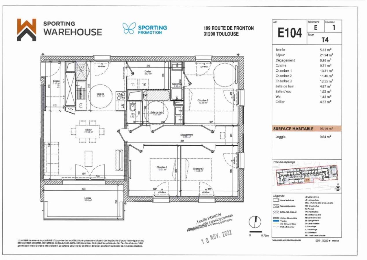 
																																							4 pièces - 
																																						1er étage - 93m² - 967,89 € - Photo #1