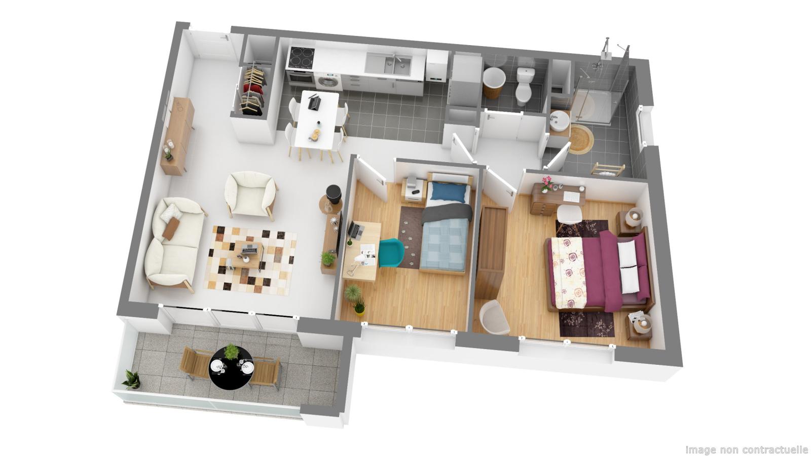 
																																							3 pièces - 
																																						3ème étage - 62m² - 752,35 € - Photo #1