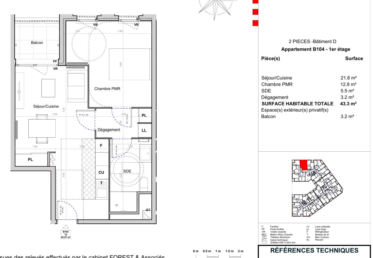 2 pièces - 1er étage - 43m²
