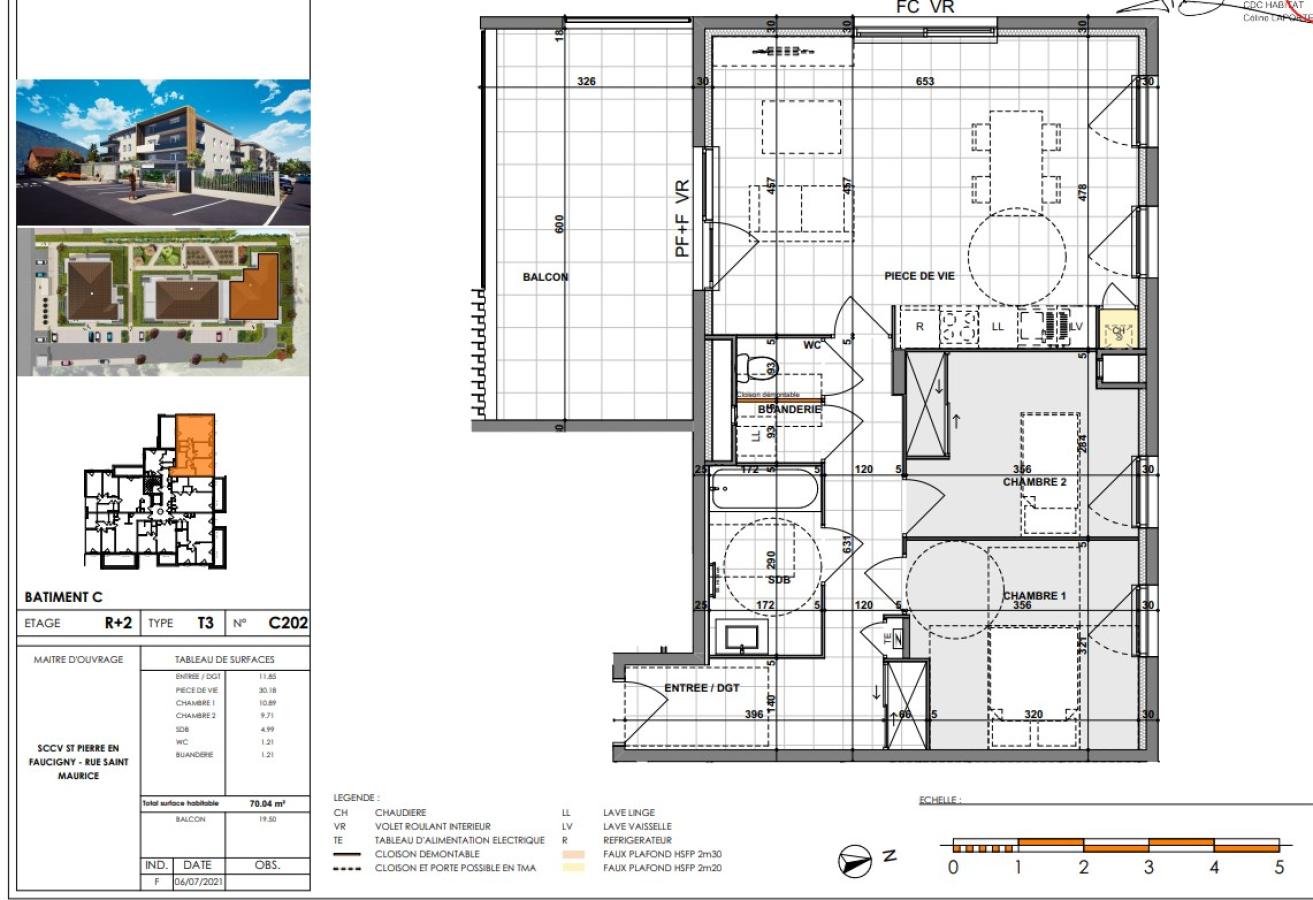 3 pièces - 2ème étage - 70m² - 968,88 € - Photo #0