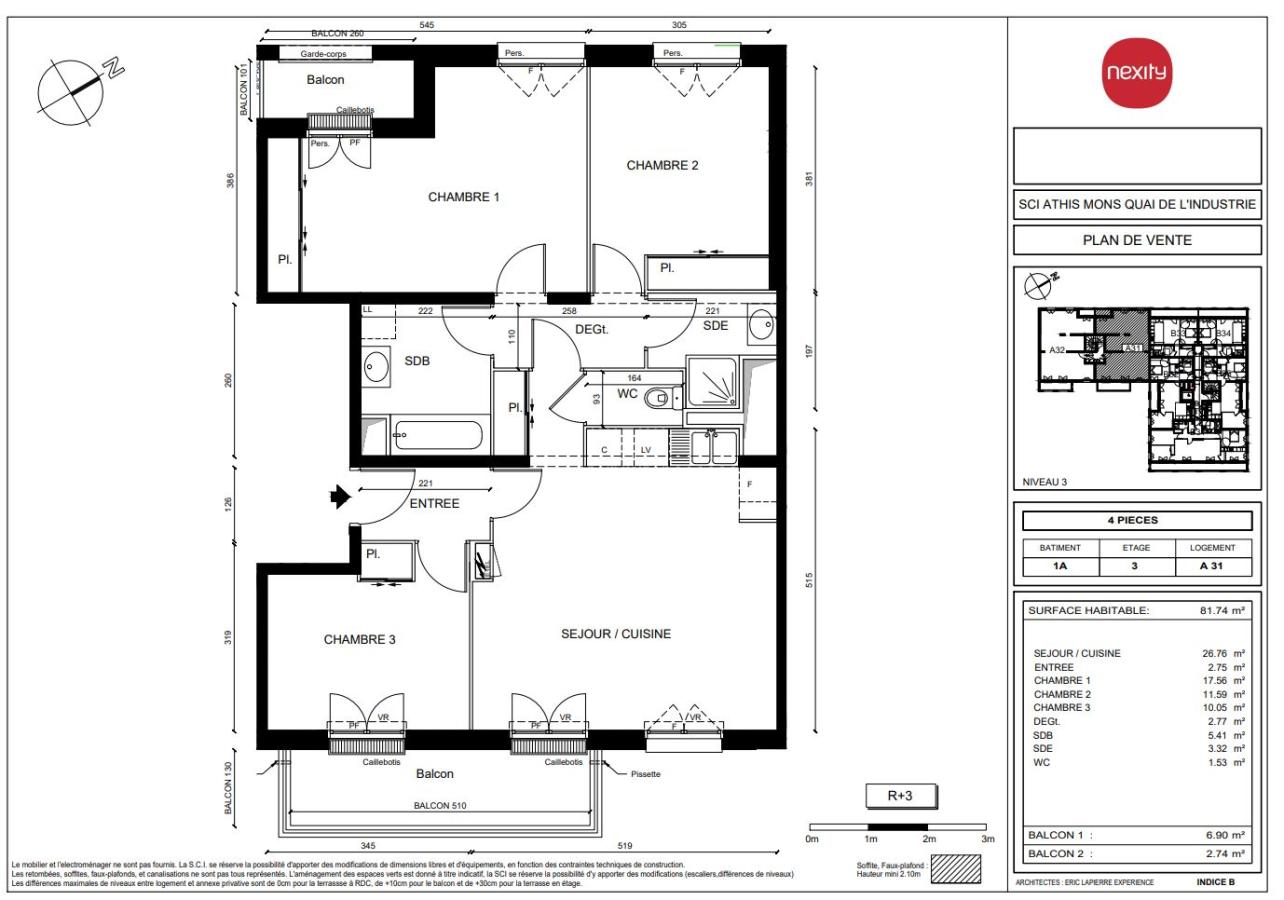 
																			4 pièces – 
																		2ème étage – 82m² - 1 348,55 € - Photo #8