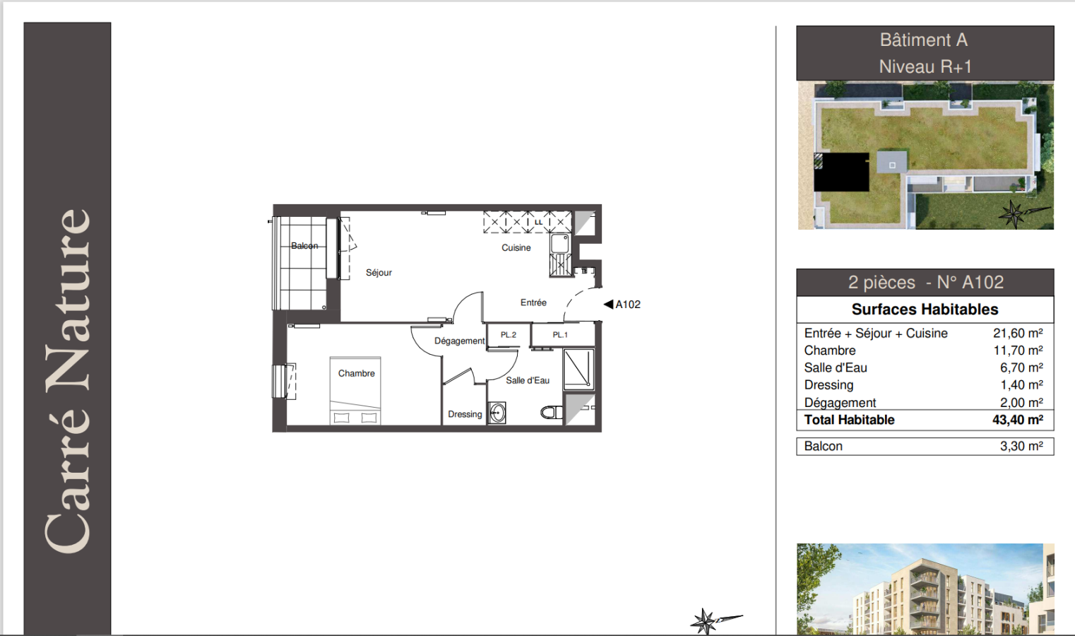 2 pièces - 1er étage - 44m²