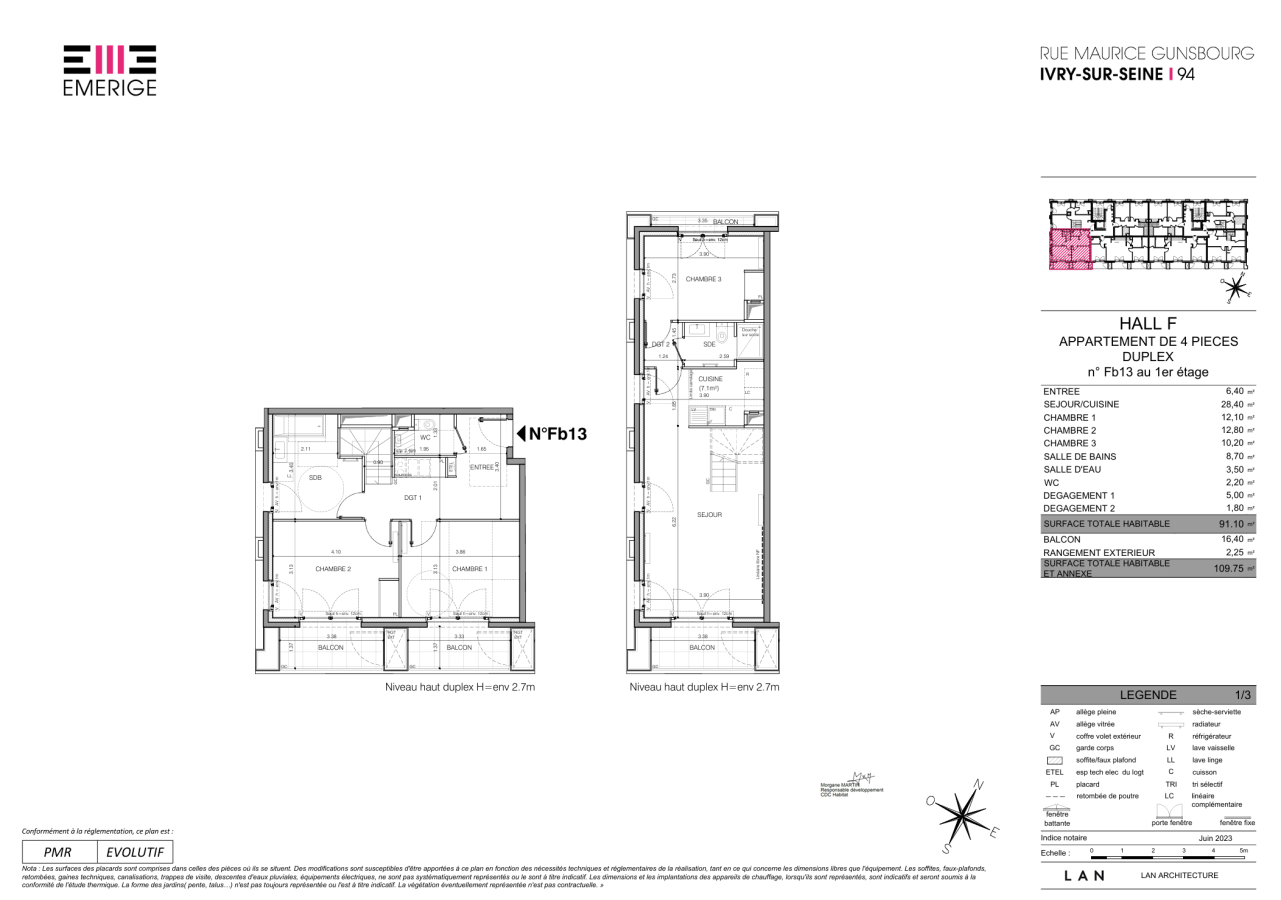 4 pièces - 1er étage - 91m² - 1 893,96 € - Photo #0