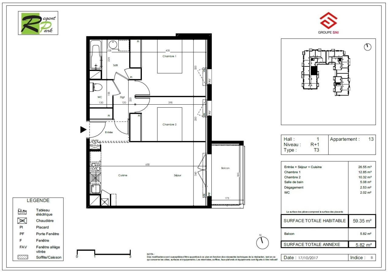 
																																							3 pièces - 
																																						1er étage - 59m² - 721,62 € - Photo #7