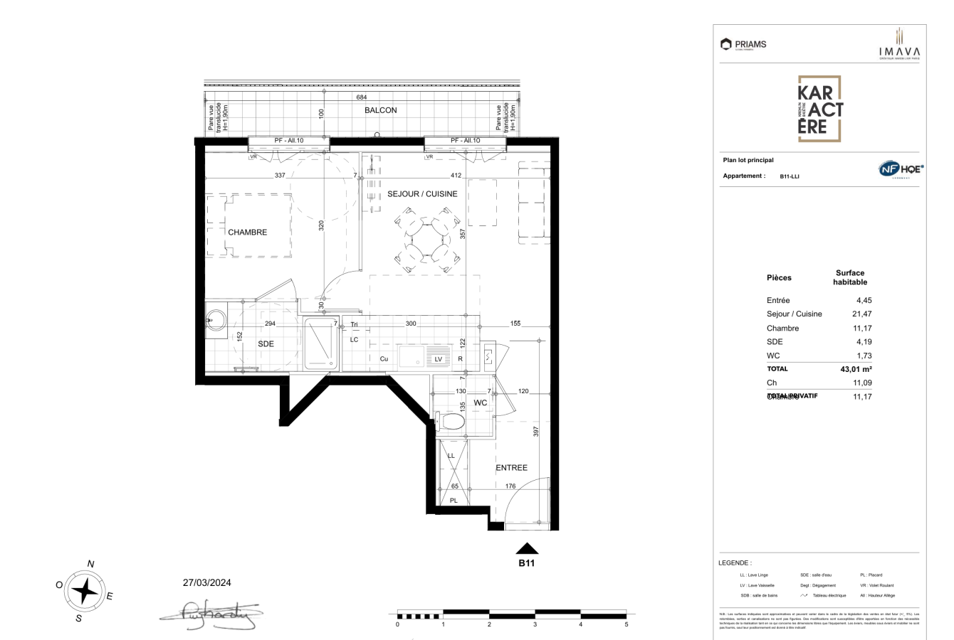 2 pièces - 1er étage - 43m² - 1 054,76 € - Photo #2