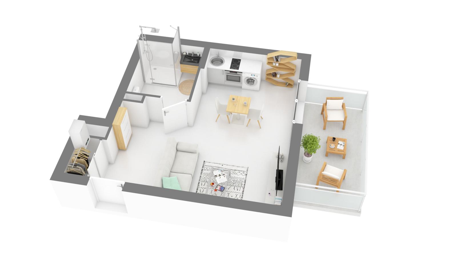 
																			1 pièce - 
																		RDC - 31m² - 559,25 € - Photo #3