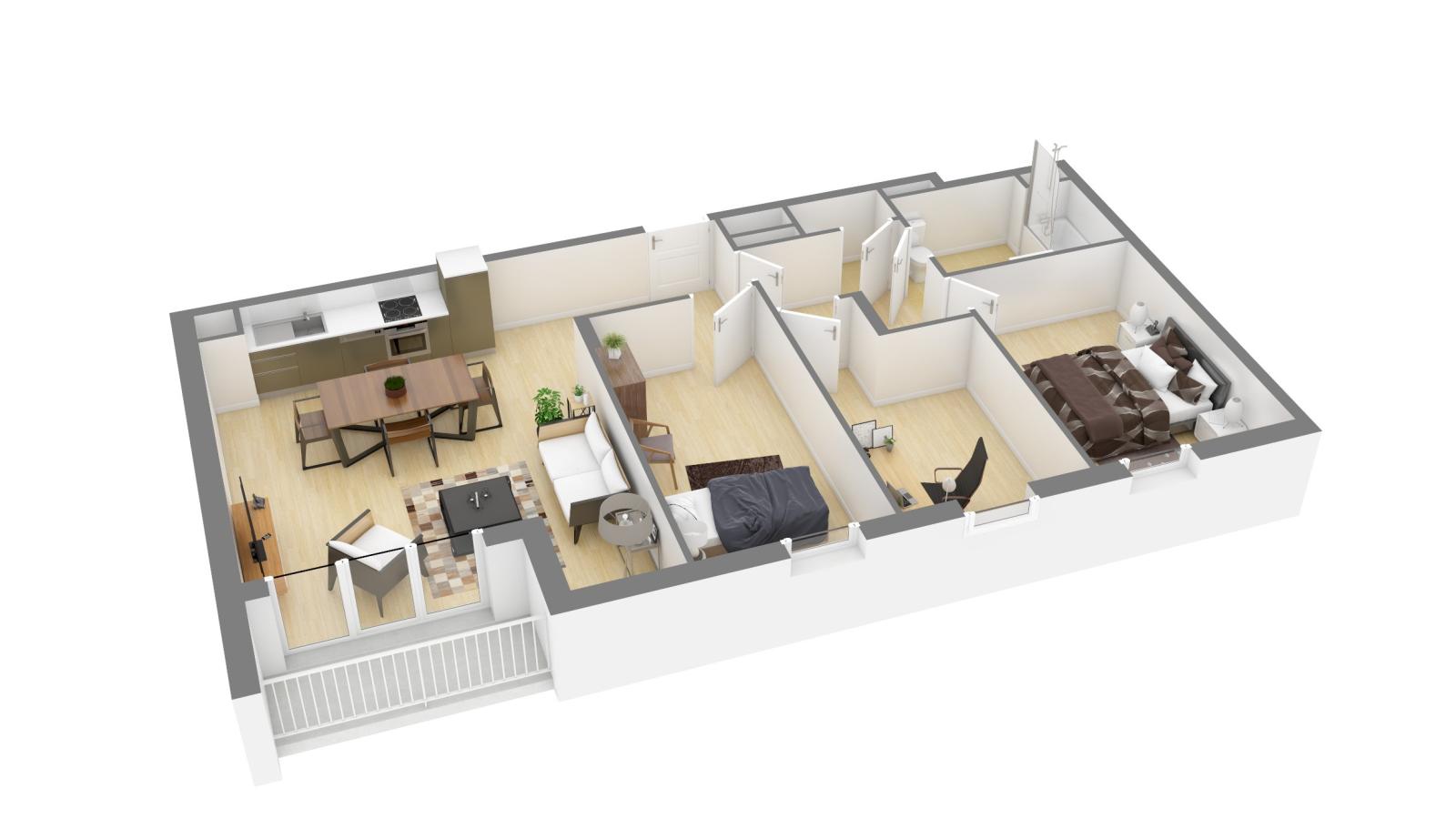 
																			4 pièces - 
																		2ème étage - 79m² - 1 105,60 € - Photo #2