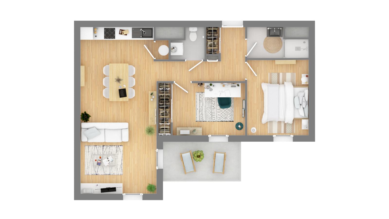 
																																							3 pièces - 
																																						2ème étage - 61m² - 725,91 € - Photo #1