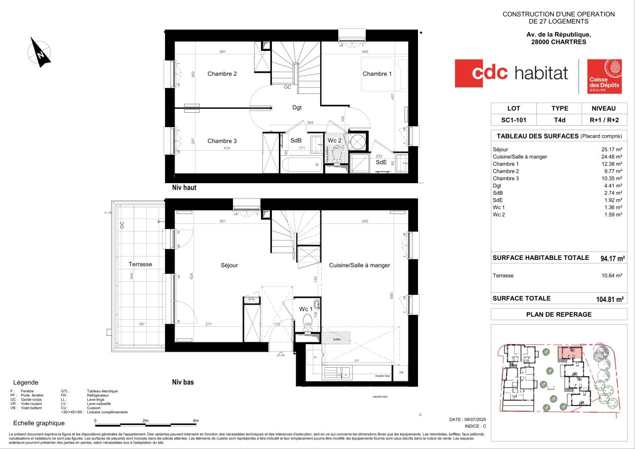 4 pièces - 1er étage - 94m² - 970,30 € - Photo #7