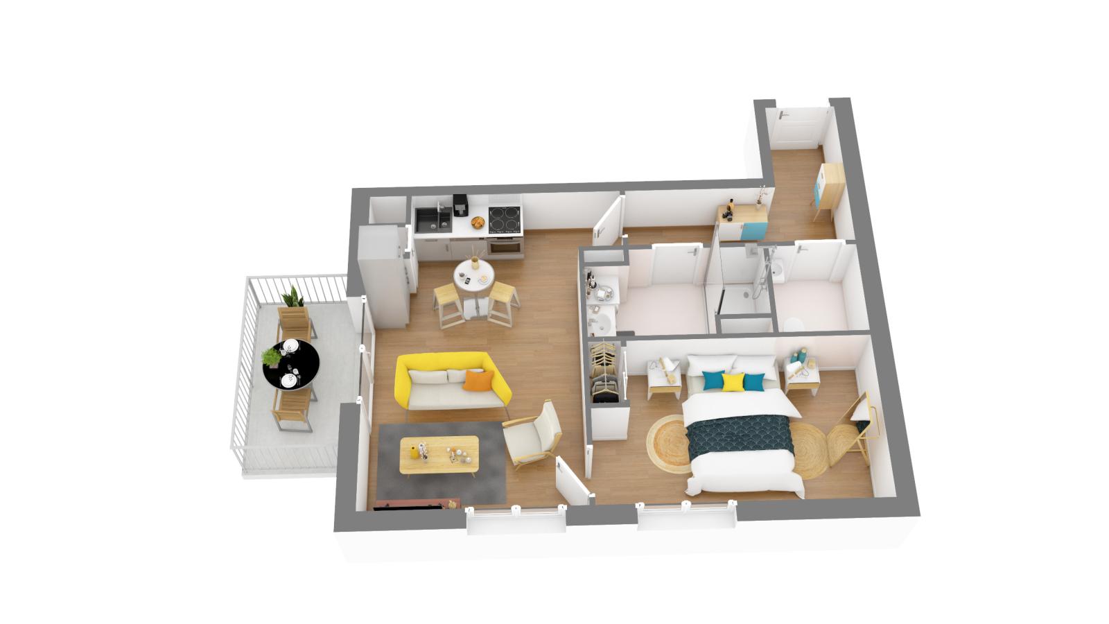 
																			2 pièces - 
																		2ème étage - 46m² - 650,79 € - Photo #1