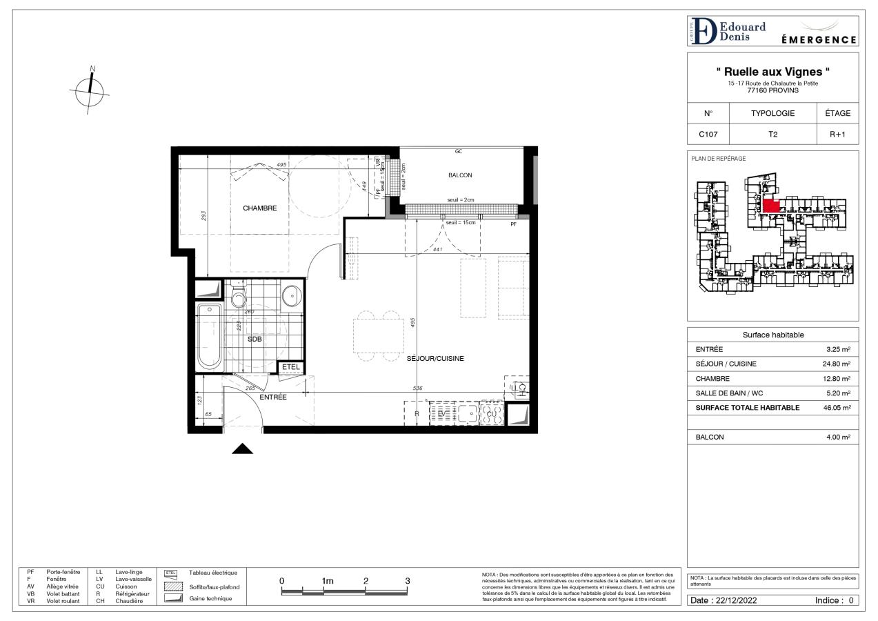 2 pièces - 1er étage - 46m² - 748,49 € - Photo #1