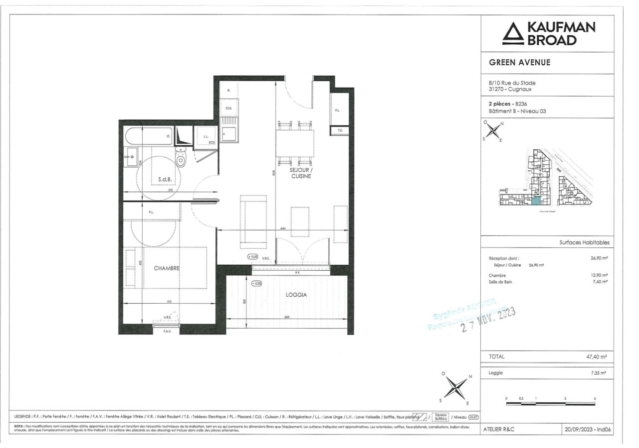 
																			2 pièces - 
																		3ème étage - 47m² - 634,11 € - Photo #0