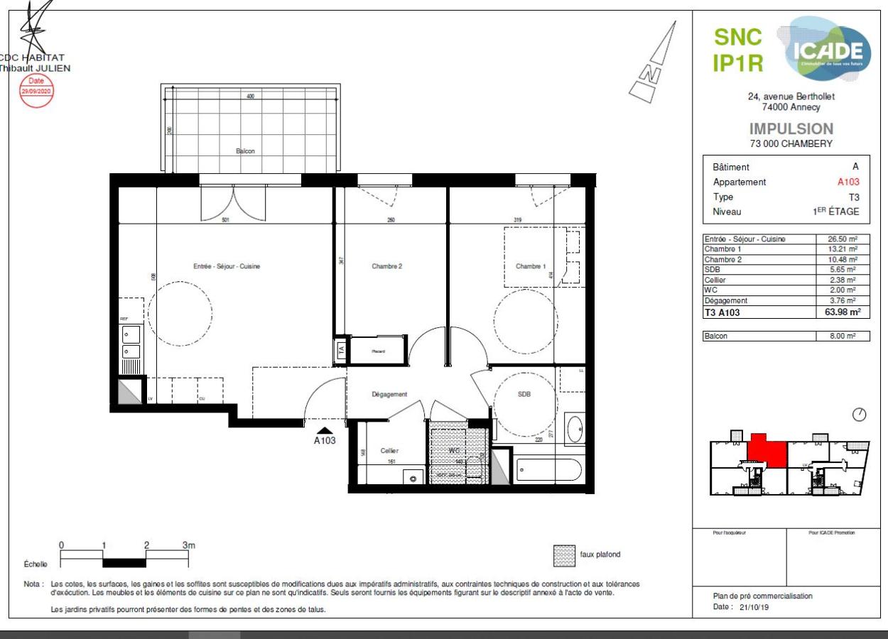 3 pièces - 1er étage - 64m² - 809,55 € - Photo #7