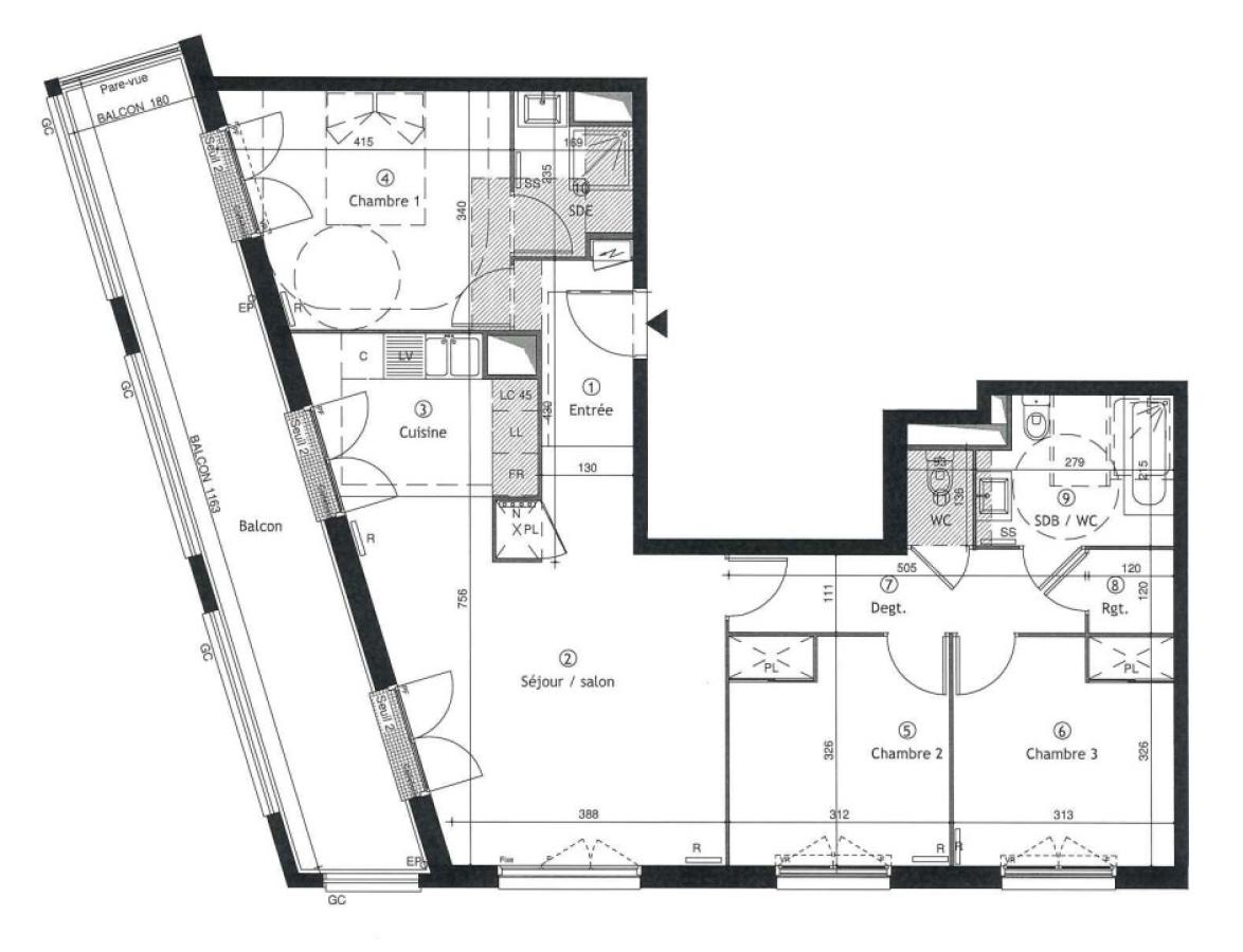 
																																							4 pièces - 
																																						3ème étage - 85m² - 1 168,49 € - Photo #1