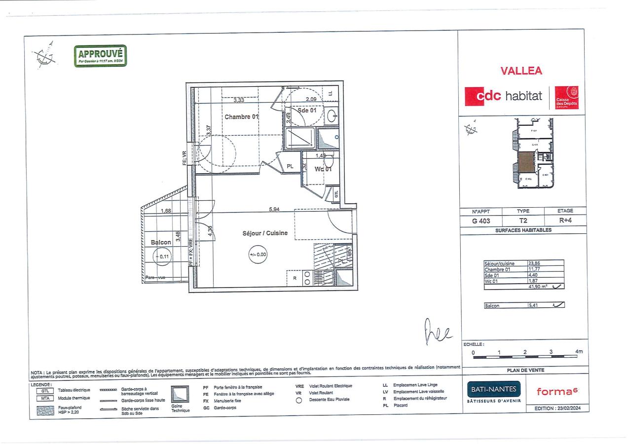 
																			2 pièces - 
																		4ème étage - 42m² - 672,32 € - Photo #1