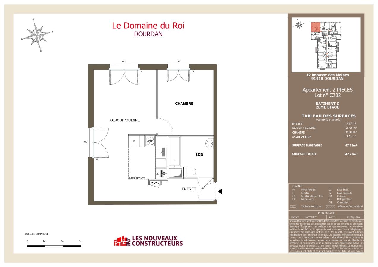 2 pièces - 2ème étage - 47m²