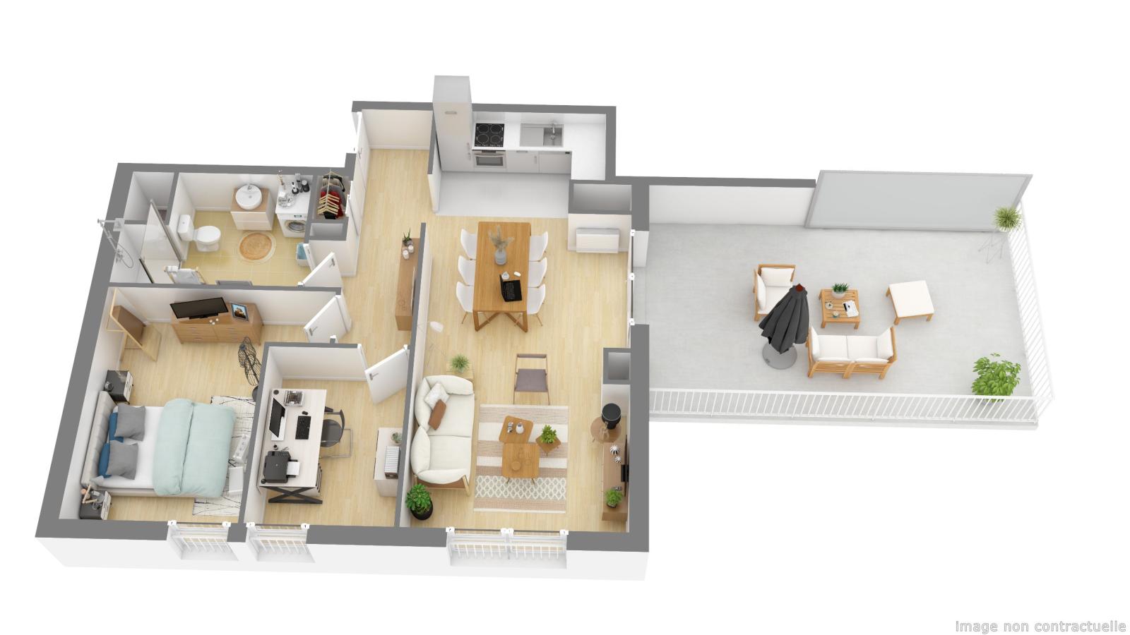 2 pièces - 6ème étage - 62m² - 1 238,67 € - Photo #1