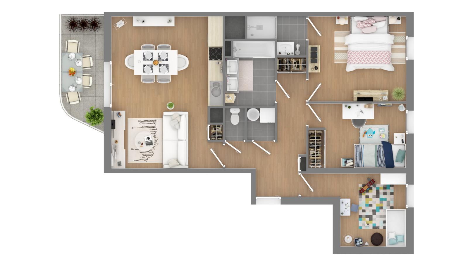 
																																							4 pièces - 
																																						3ème étage - 81m² - 1 110,08 € - Photo #2