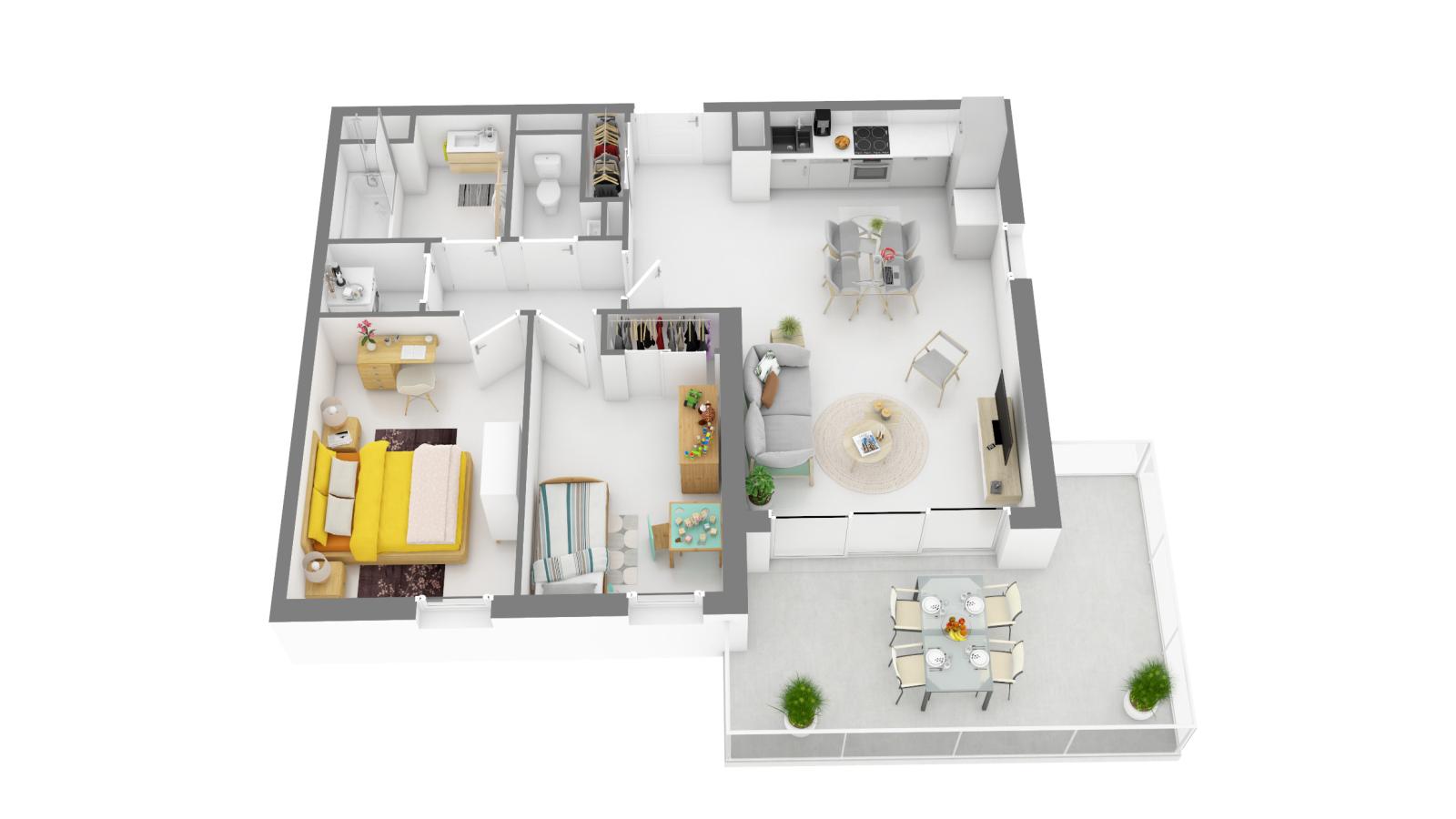 
																																							3 pièces - 
																																						2ème étage - 64m² - 1 279,88 € - Photo #2