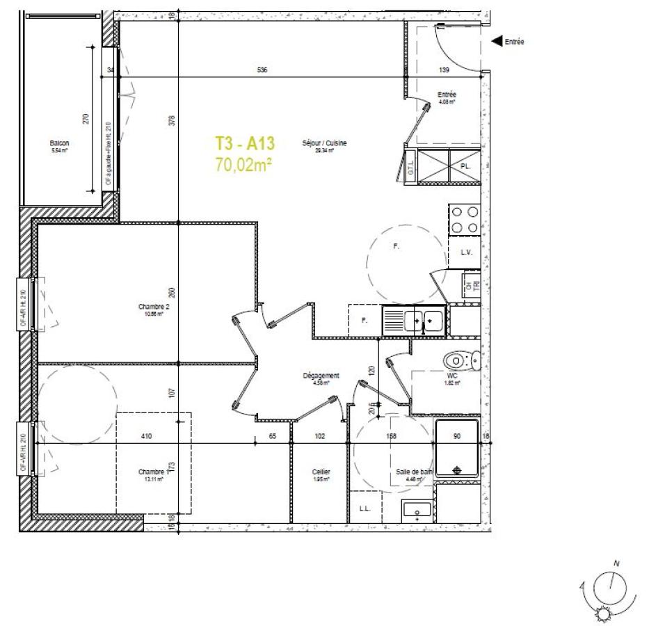 
																																							3 pièces - 
																																						1er étage - 70m² - 758,13 € - Photo #3