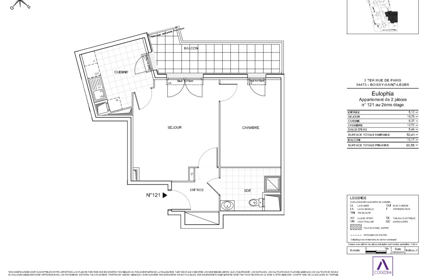 
																																							2 pièces - 
																																						2ème étage - 50m² - 994,12 € - Photo #1