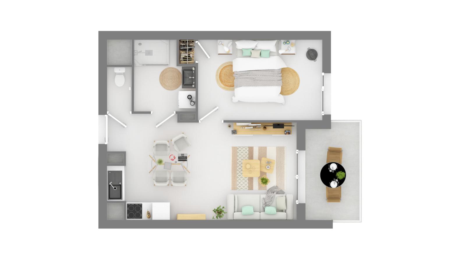 2 pièces - RDC - 41m² - 632,75 € - Photo #3