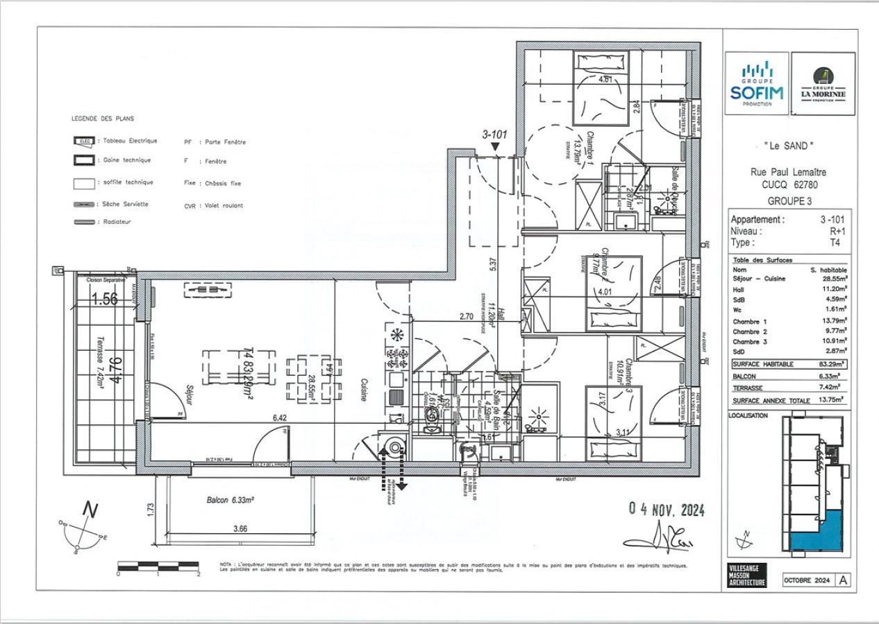 4 pièces - 1er étage - 84m² - 958,40 € - Photo #0