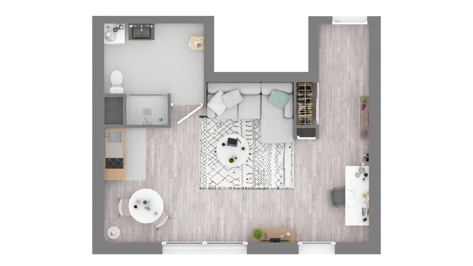 1 pièce - 1er étage - 41m² - 640,03 € - Photo #1