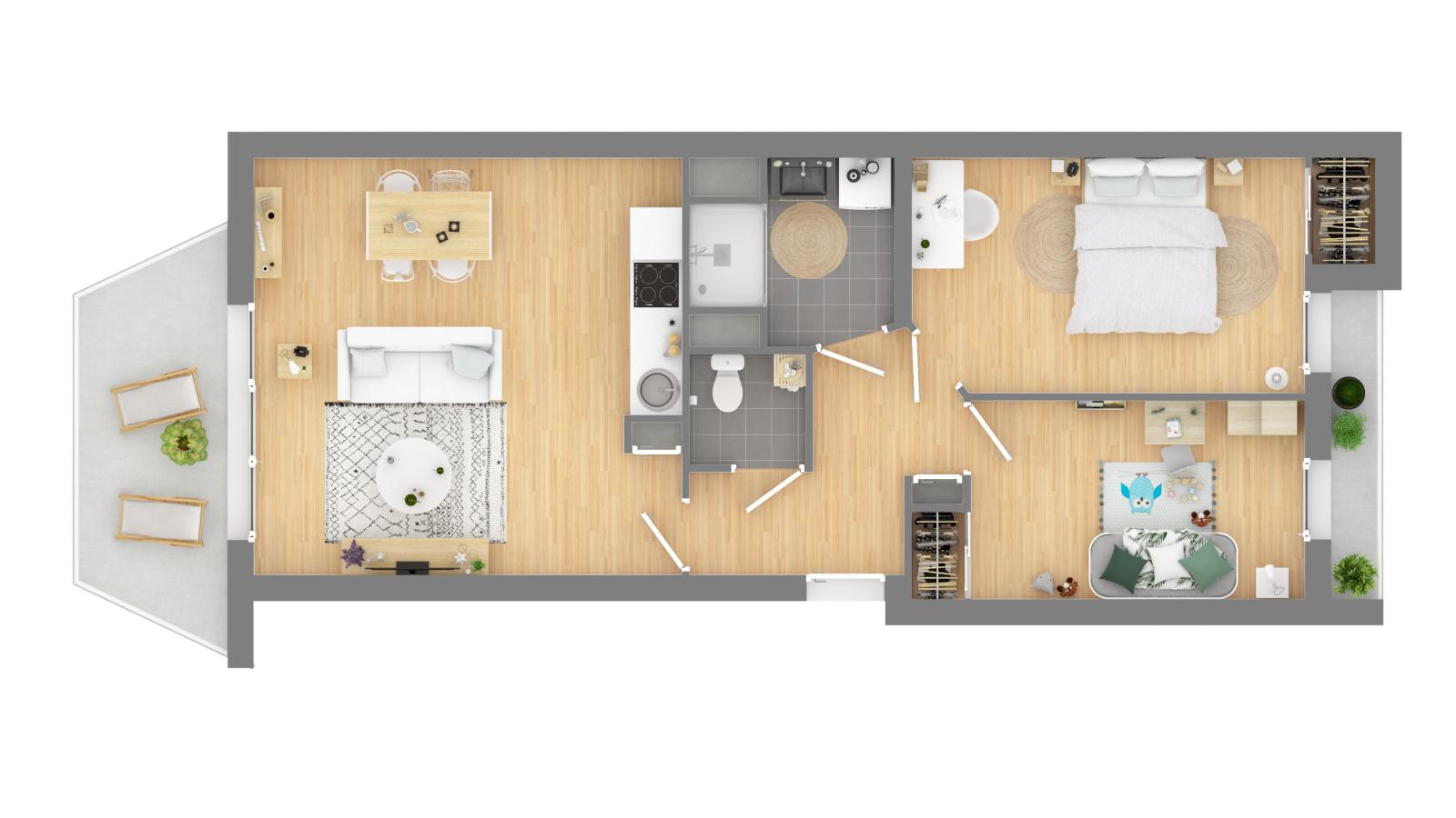 
																			3 pièces - 
																		3ème étage - 61m² - 865,16 € - Photo #3