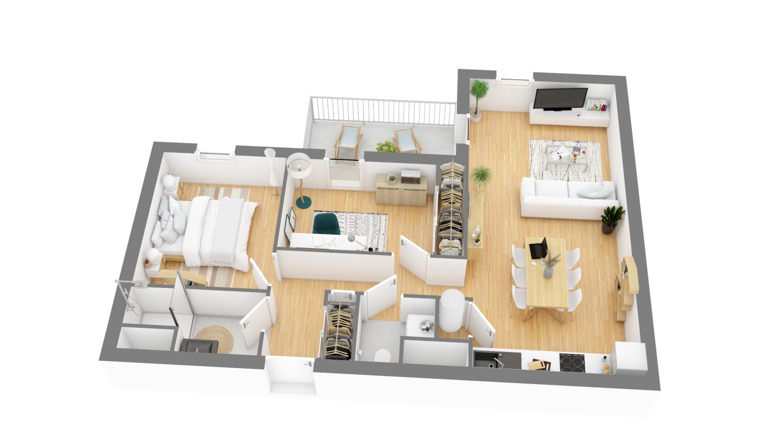 
																																							3 pièces - 
																																						2ème étage - 61m² - 725,91 € - Photo #2