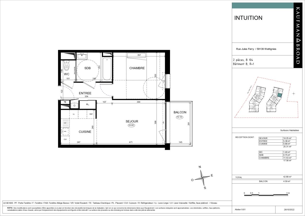 
																																							2 pièces - 
																																						1er étage - 43m² - 652,13 € - Photo #1