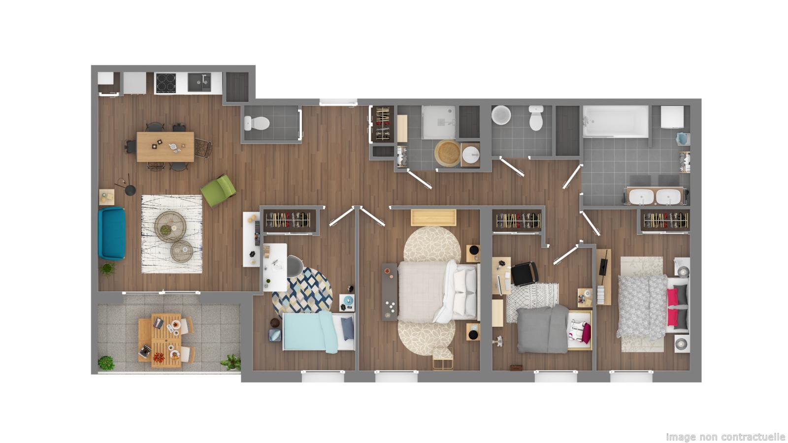 
																			5 pièces - 
																		3ème étage - 92m² - 1 100,33 € - Photo #4