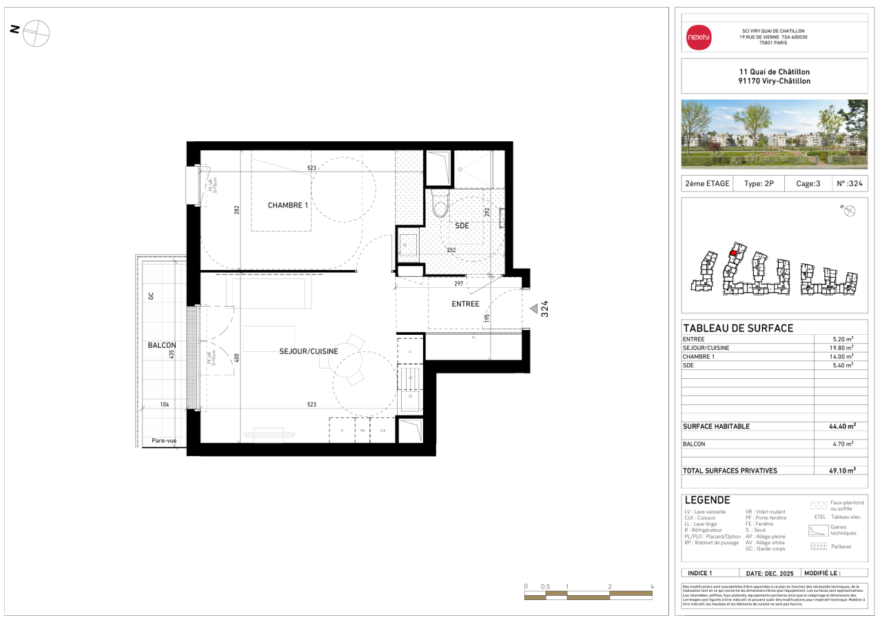 2 pièces - 2ème étage - 44m²