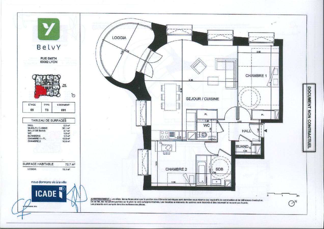 
																																							3 pièces - 
																																						9ème étage - 73m² - 1 286,78 € - Photo #5