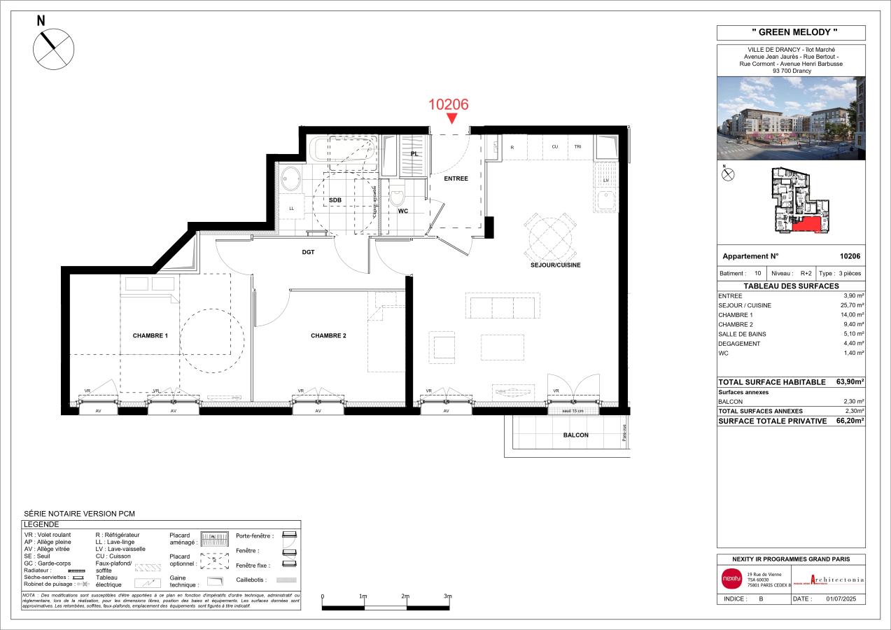 3 pièces - 2ème étage - 64m² - 1 284,08 € - Photo #0