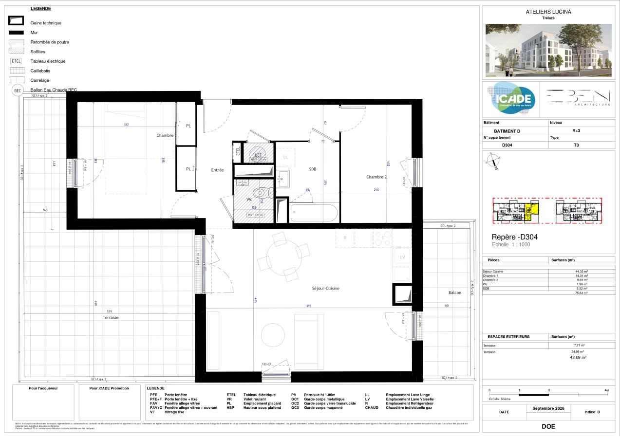 
																																							3 pièces - 
																																						3ème étage - 76m² - 891,34 € - Photo #1