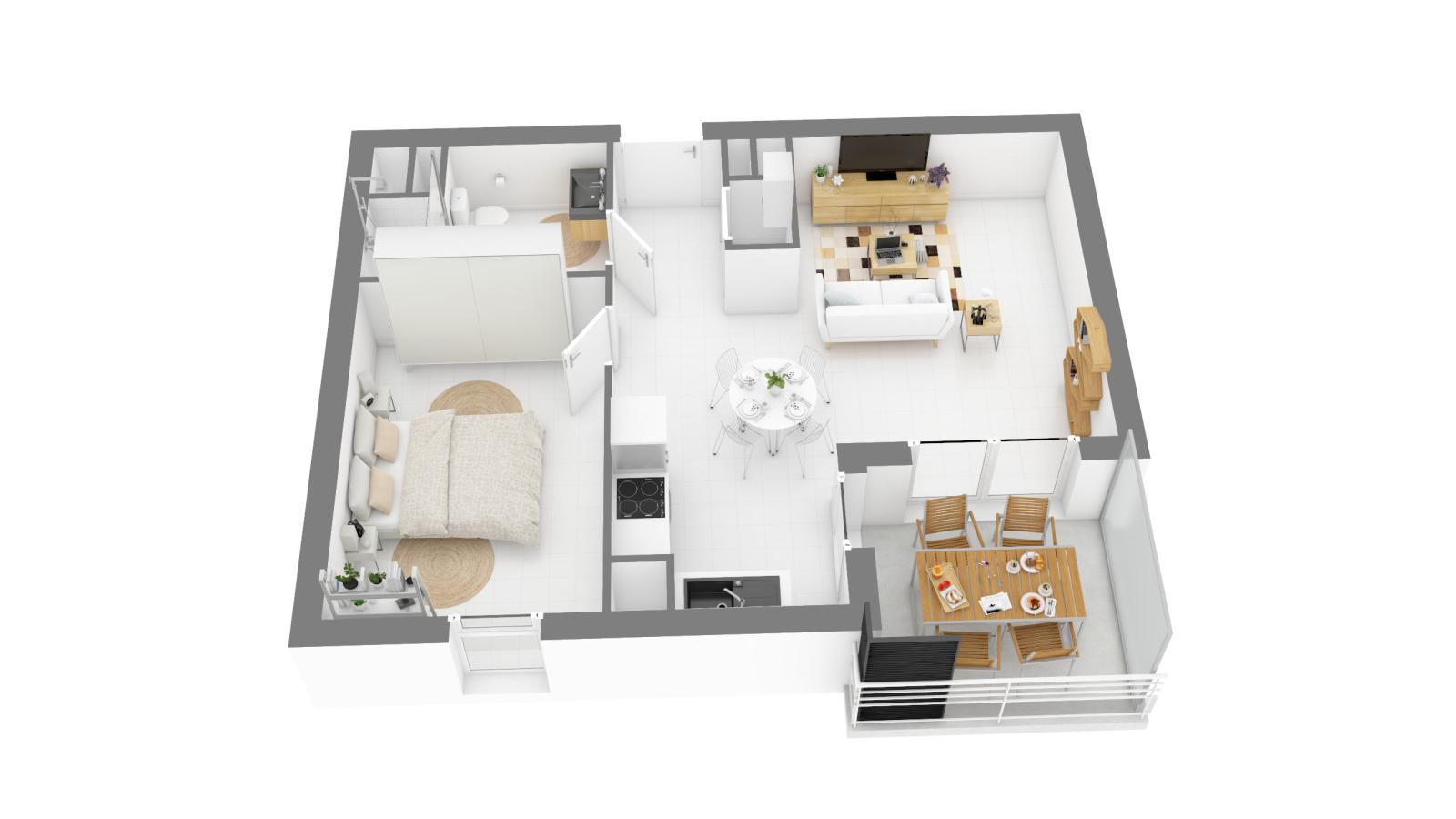 2 pièces - 1er étage - 42m² - 933,23 € - Photo #2