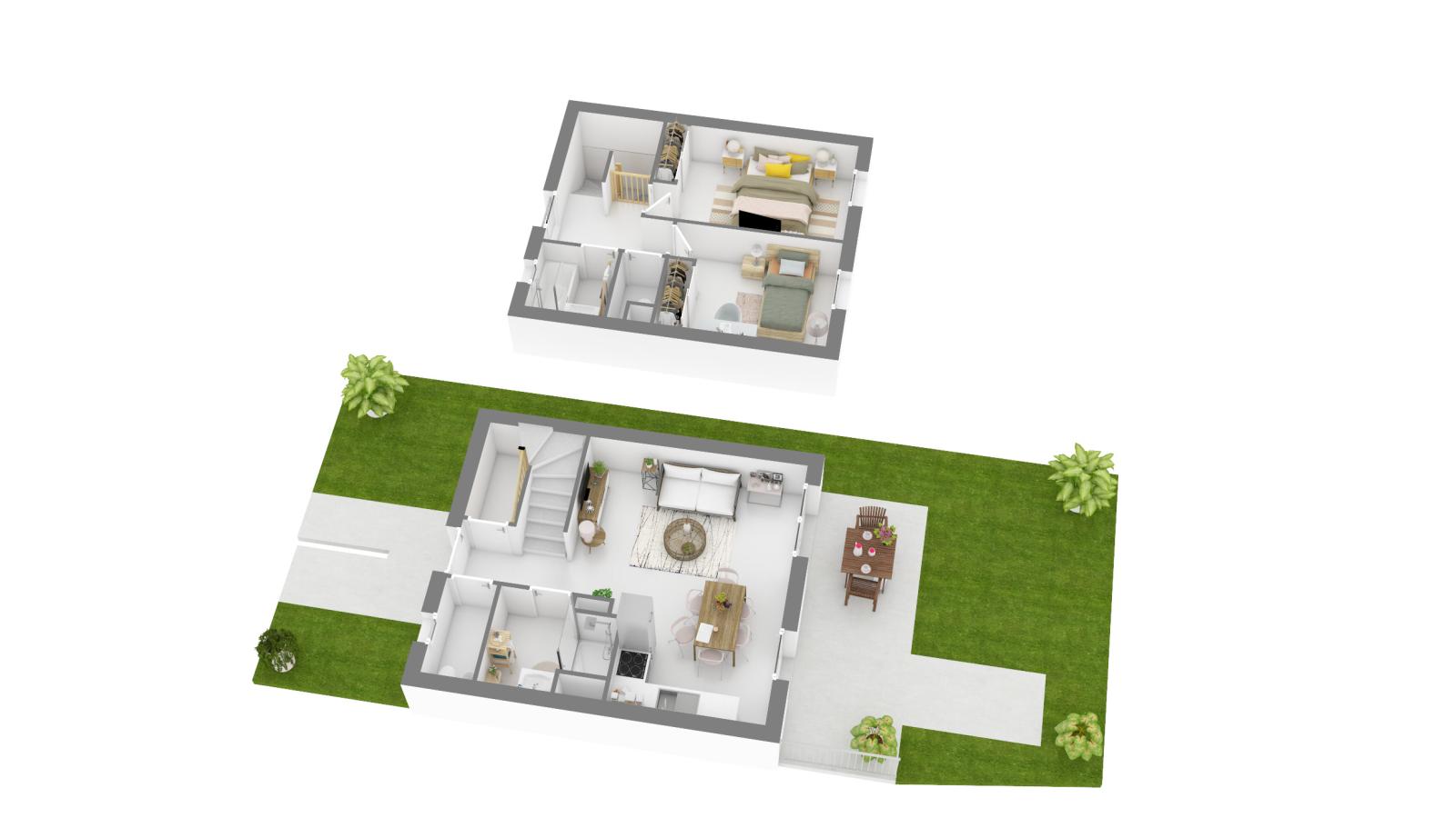 
																																							3 pièces - 
																																						RDC - 63m² - 841,66 € - Photo #1