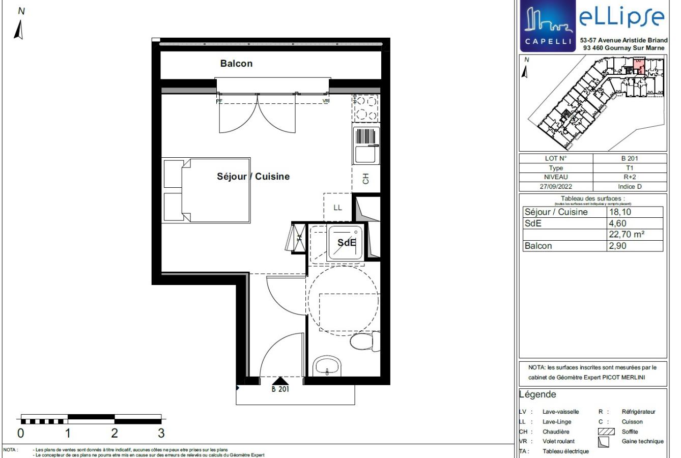 
																			1 pièce - 
																		2ème étage - 23m² - 662,11 € - Photo #3