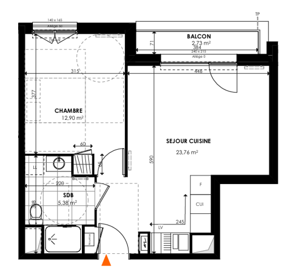 2 pièces - 1er étage - 42m² - 618,39 € - Photo #4