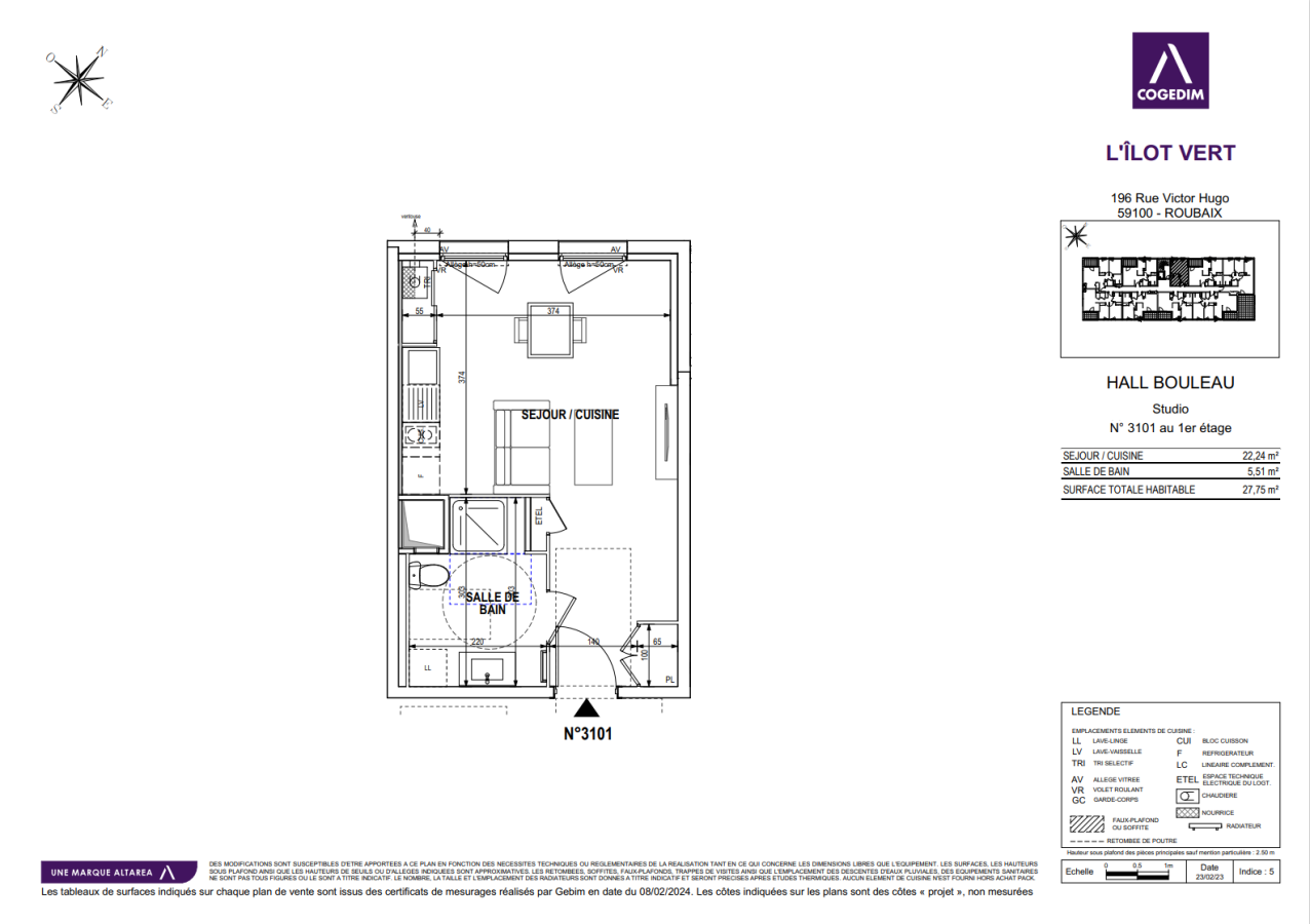 
																			1 pièce - 
																		2ème étage - 28m² - 475,76 € - Photo #0