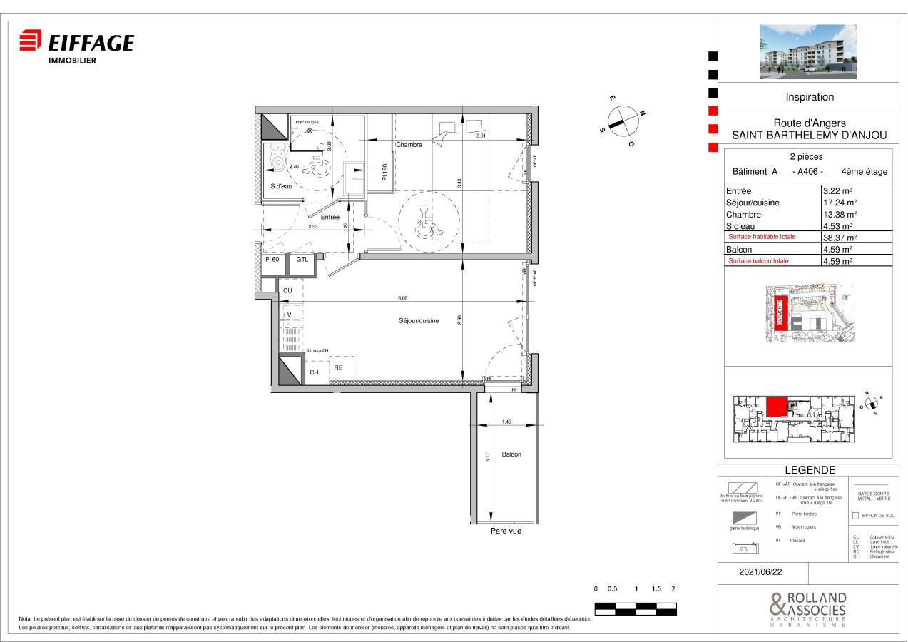 
																																							2 pièces - 
																																						4ème étage - 39m² - 547,80 € - Photo #1