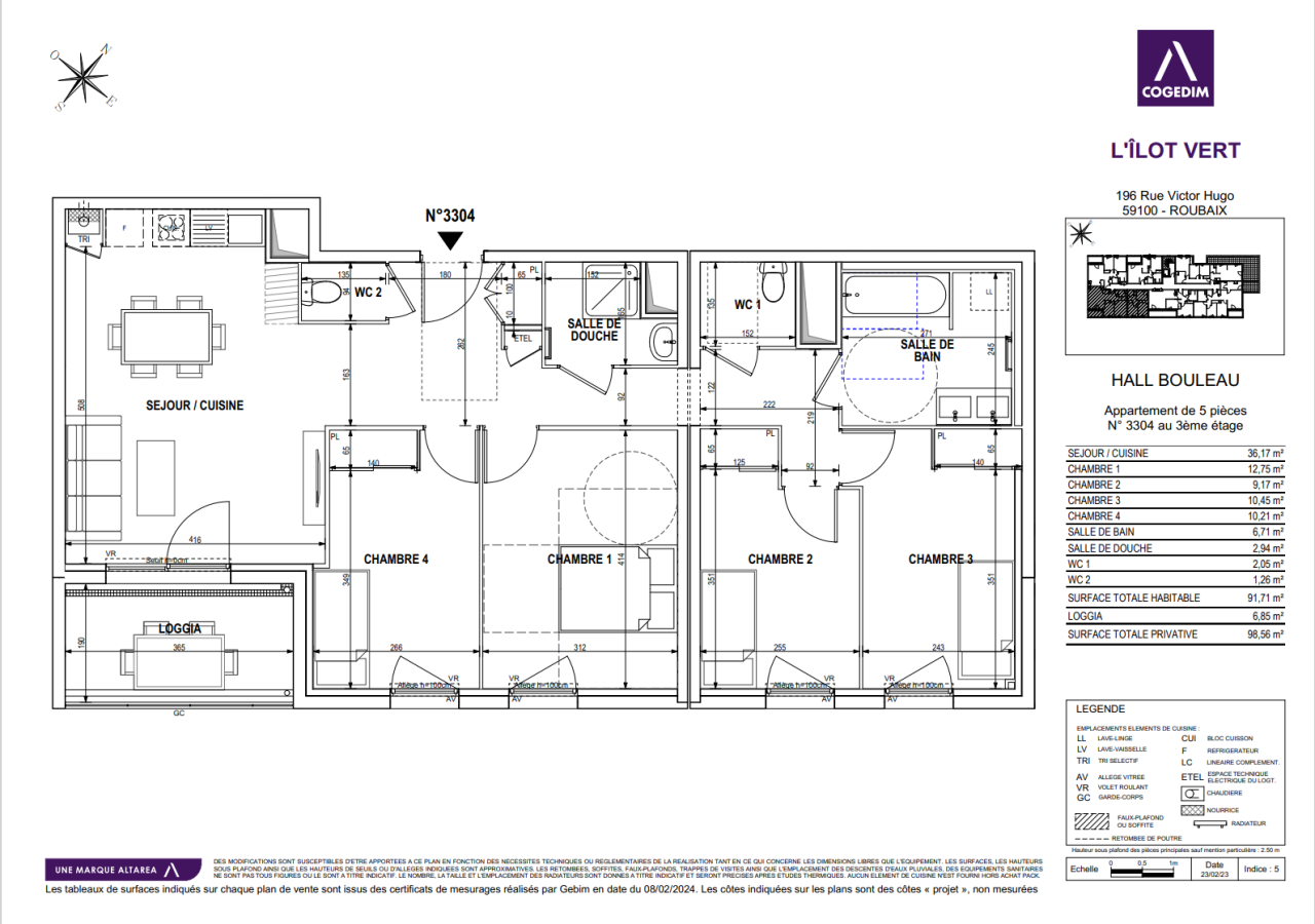
																			5 pièces - 
																		3ème étage - 92m² - 1 100,33 € - Photo #1