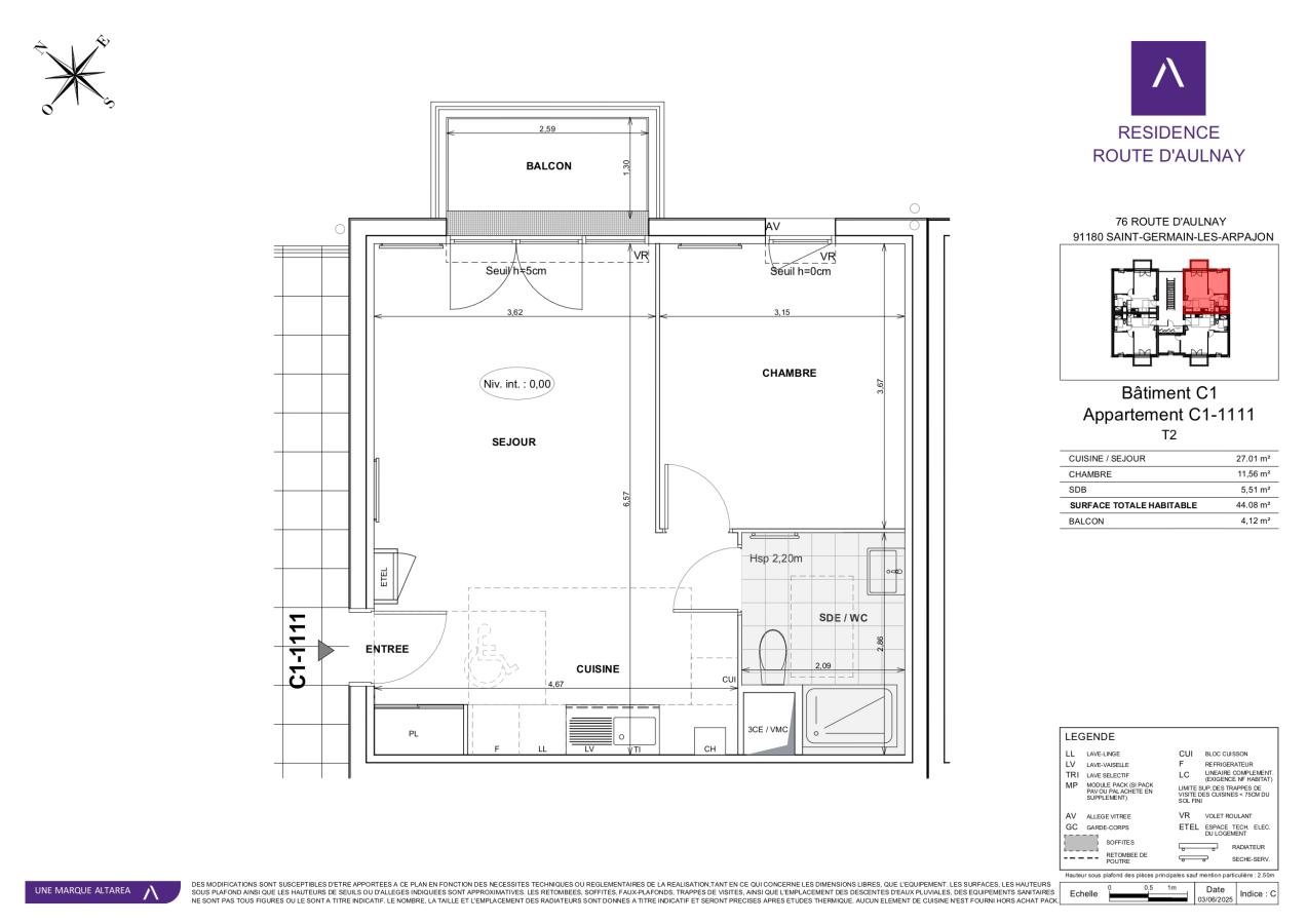 
																																							2 pièces - 
																																						1er étage - 44m² - 831,13 € - Photo #1