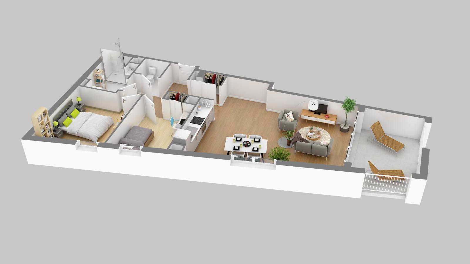 3 pièces - 5ème étage - 72m² - 968,11 € - Photo #1