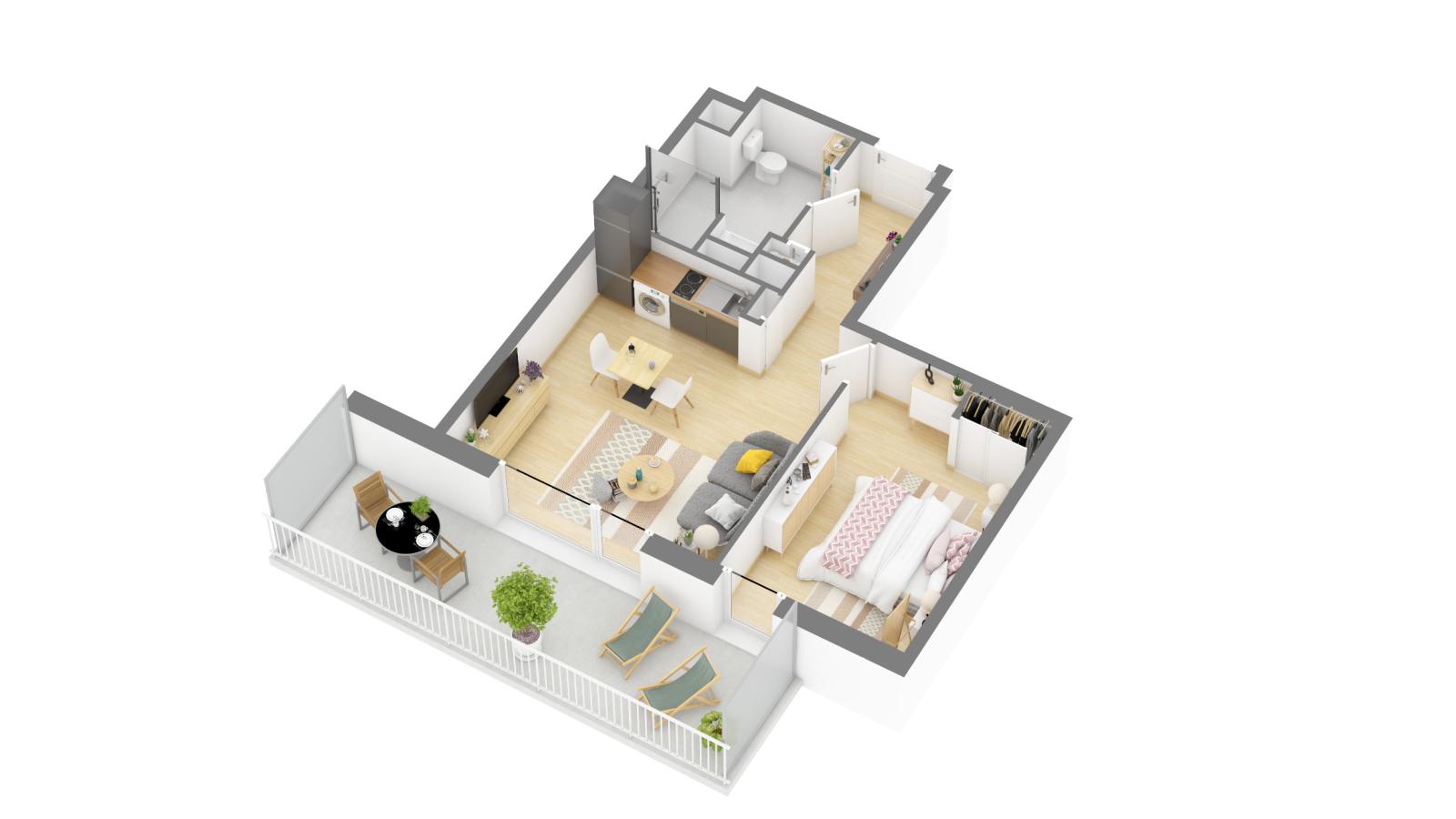 
																			2 pièces - 
																		2ème étage - 43m² - 758,05 € - Photo #1