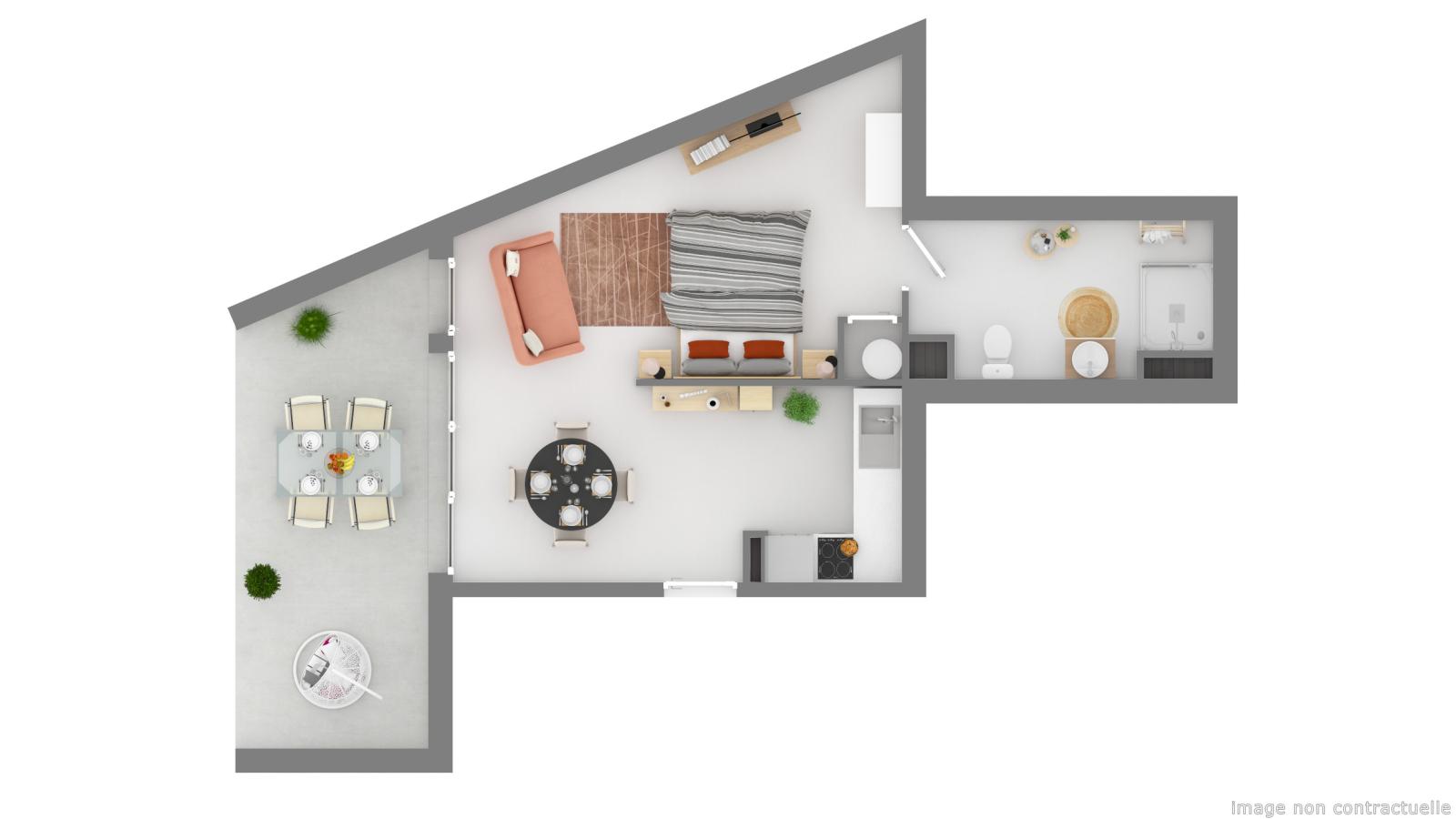 1 pièce - RDC - 37m² - 579,05 € - Photo #2
