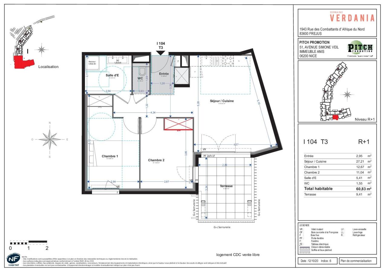 3 pièces - 1er étage - 61m² - 988,63 € - Photo #5