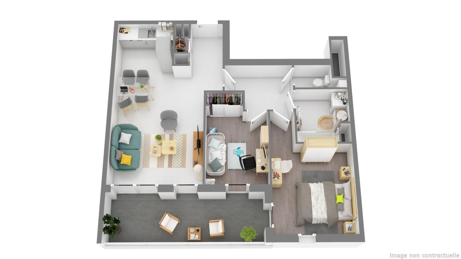 
																																							3 pièces - 
																																						2ème étage - 63m² - 918,74 € - Photo #1
